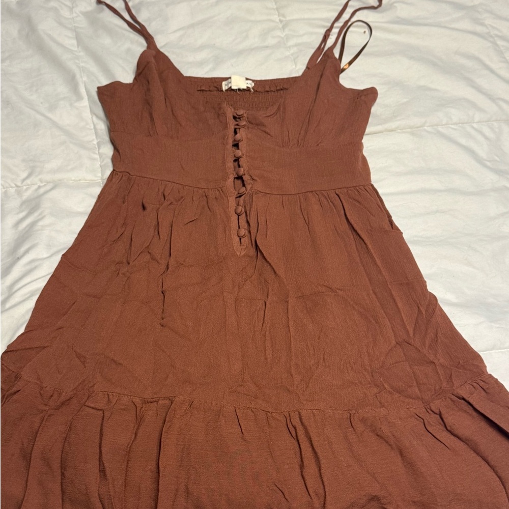 Aeropostale Orange Brown Tiered Ruffled Sundress